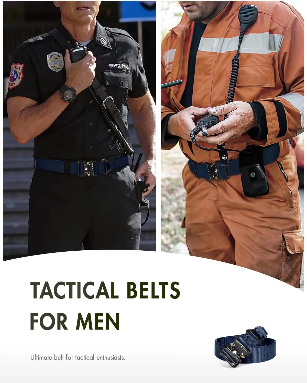 FAIRWIN Men's Tactical Belt, Rigger Belt, Utility Nylon Web Waist Work Belt for Men with V-ring Quick-Release Buckle