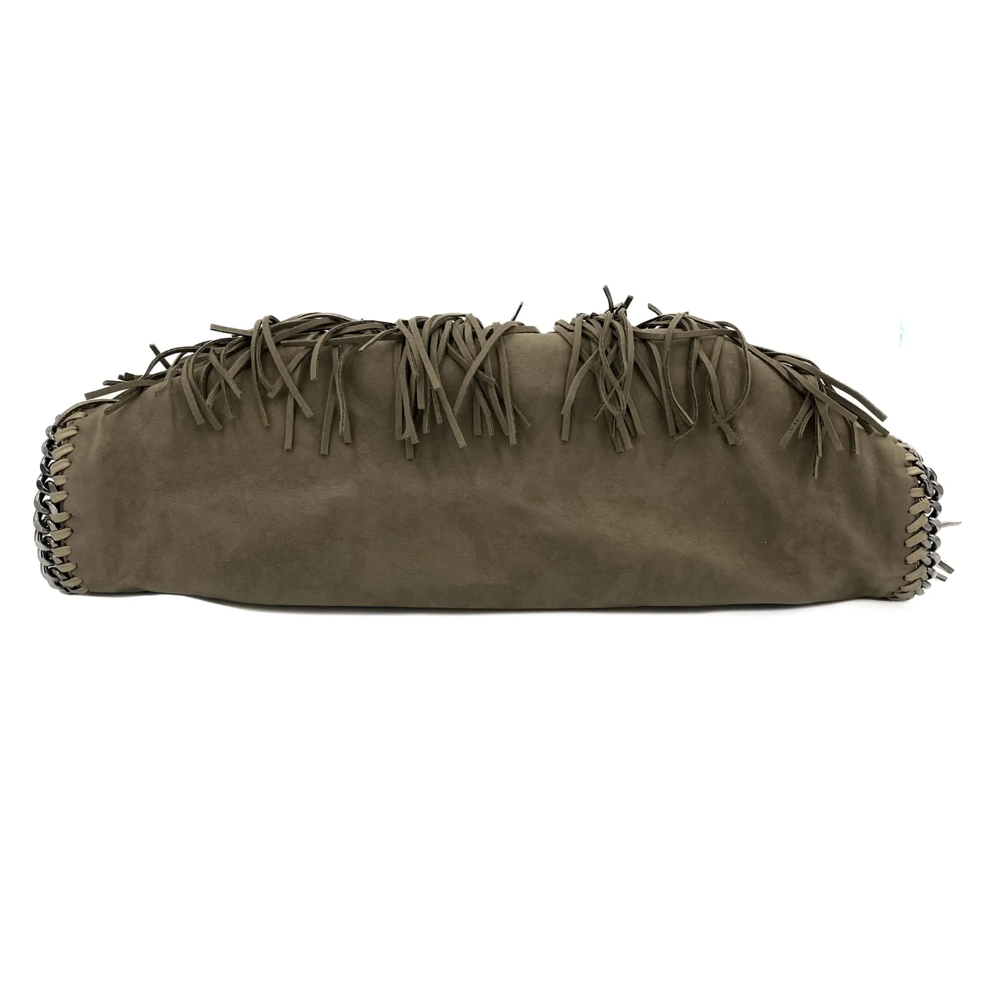 Falabella Fold-Over Large Shoulder Fringe Recycled Material 2-Ways Tote Bag Taupe