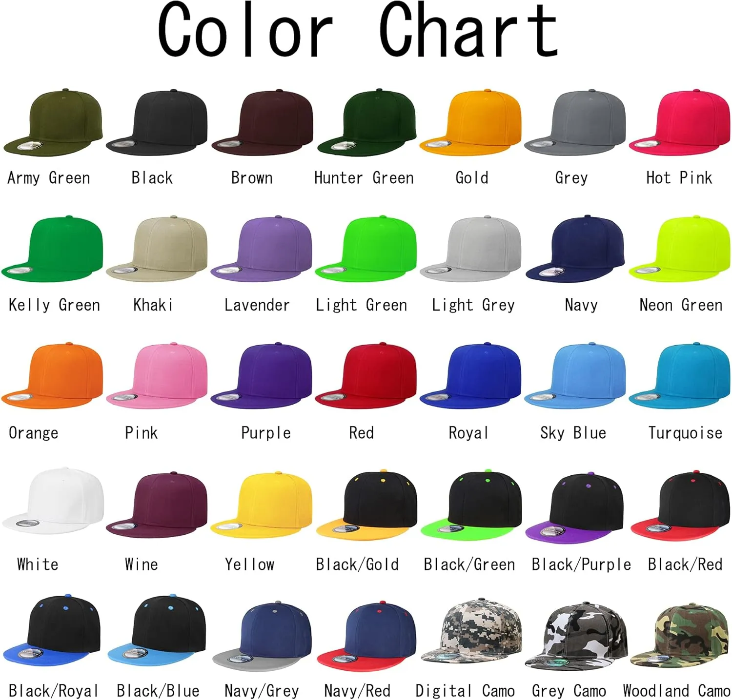 Falari Wholesale 12 Pack Snapback Hat Cap Hip Hop Style Flat Bill Blank Solid Color Adjustable Size