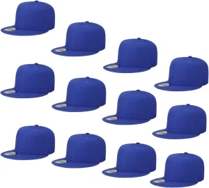 Falari Wholesale 12 Pack Snapback Hat Cap Hip Hop Style Flat Bill Blank Solid Color Adjustable Size