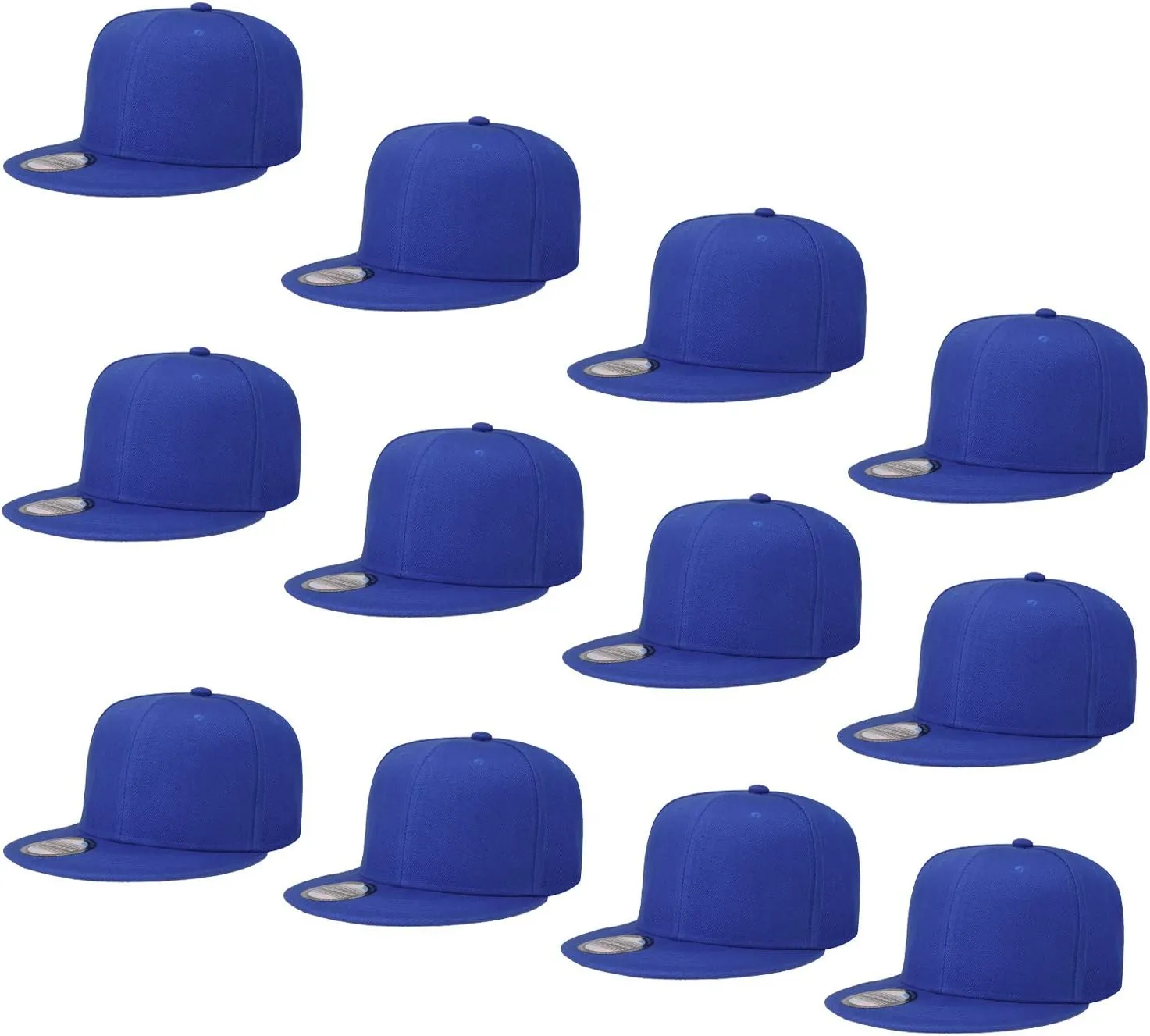 Falari Wholesale 12 Pack Snapback Hat Cap Hip Hop Style Flat Bill Blank Solid Color Adjustable Size