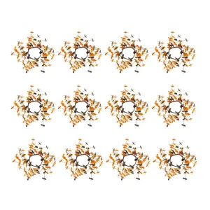 Fall Leaves Wreath, Botanicals Decor For Harvest Festival Fall Festival & Thanksgiving Table Decorations (Set of 12) - Orange Multi