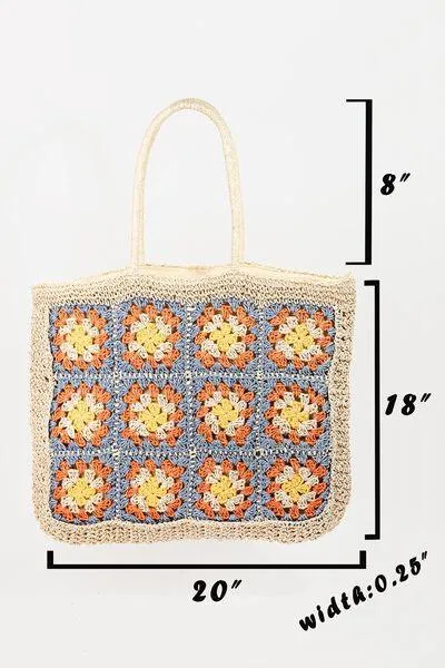 Fame Bohemian Vibe Flower Braided Tote Bag