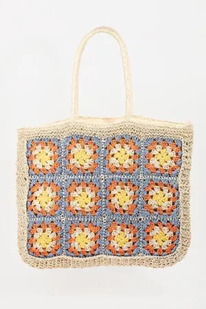 Fame Bohemian Vibe Flower Braided Tote Bag