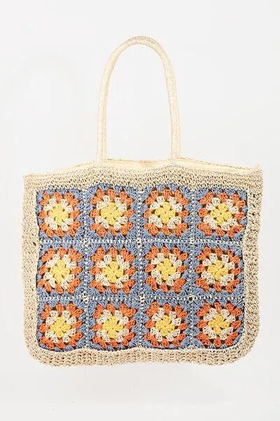 Fame Bohemian Vibe Flower Braided Tote Bag