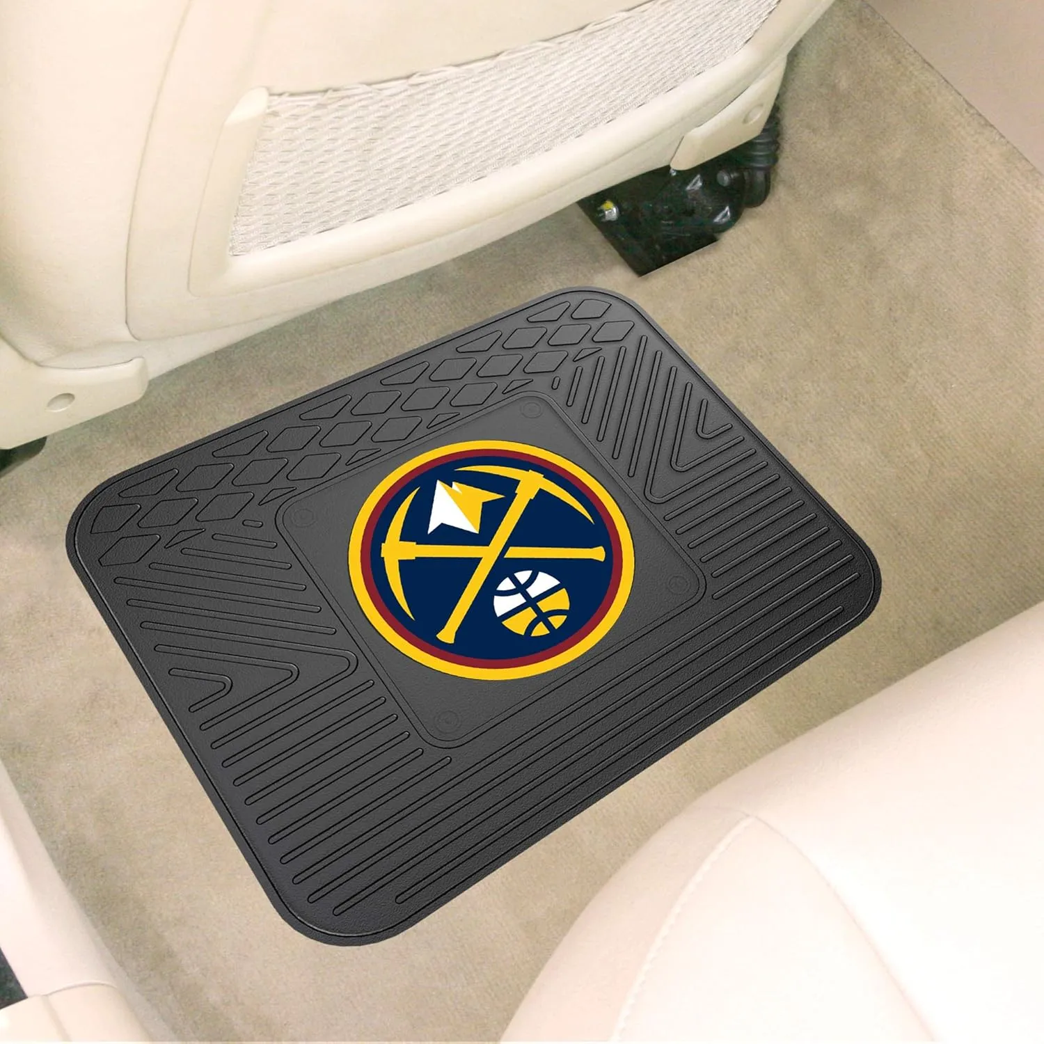 FANMATS 10023 Denver Nuggets Back Row Utility Car Mat - 1 Piece - 14in. x 17in., All Weather Protection, Universal Fit, Molded Team Logo