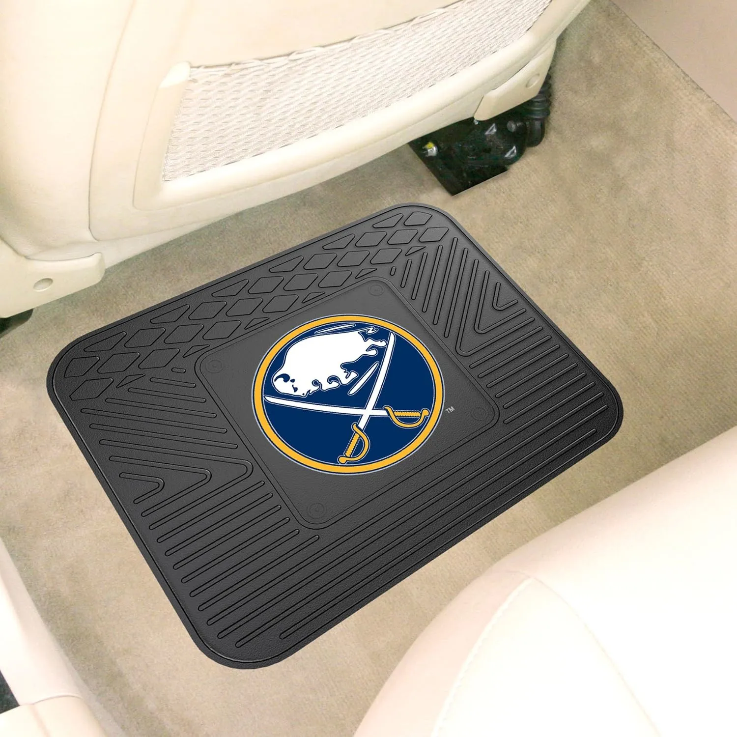 FANMATS 10761 Buffalo Sabres Back Row Utility Car Mat - 1 Piece - 14in. x 17in., All Weather Protection, Universal Fit, Molded Team Logo