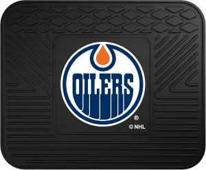 FANMATS 10768 Edmonton Oilers Back Row Utility Car Mat - 1 Piece - 14in. x 17in., All Weather Protection, Universal Fit, Molded Team Logo