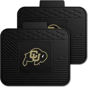 FANMATS 12278 NCAA Colorado Buffaloes Back Row Utility Car Mats - 2 Piece Set, 14in. x 17in., All Weather Protection, Universal Fit, Deep Resevoir Design, Molded Team Logo