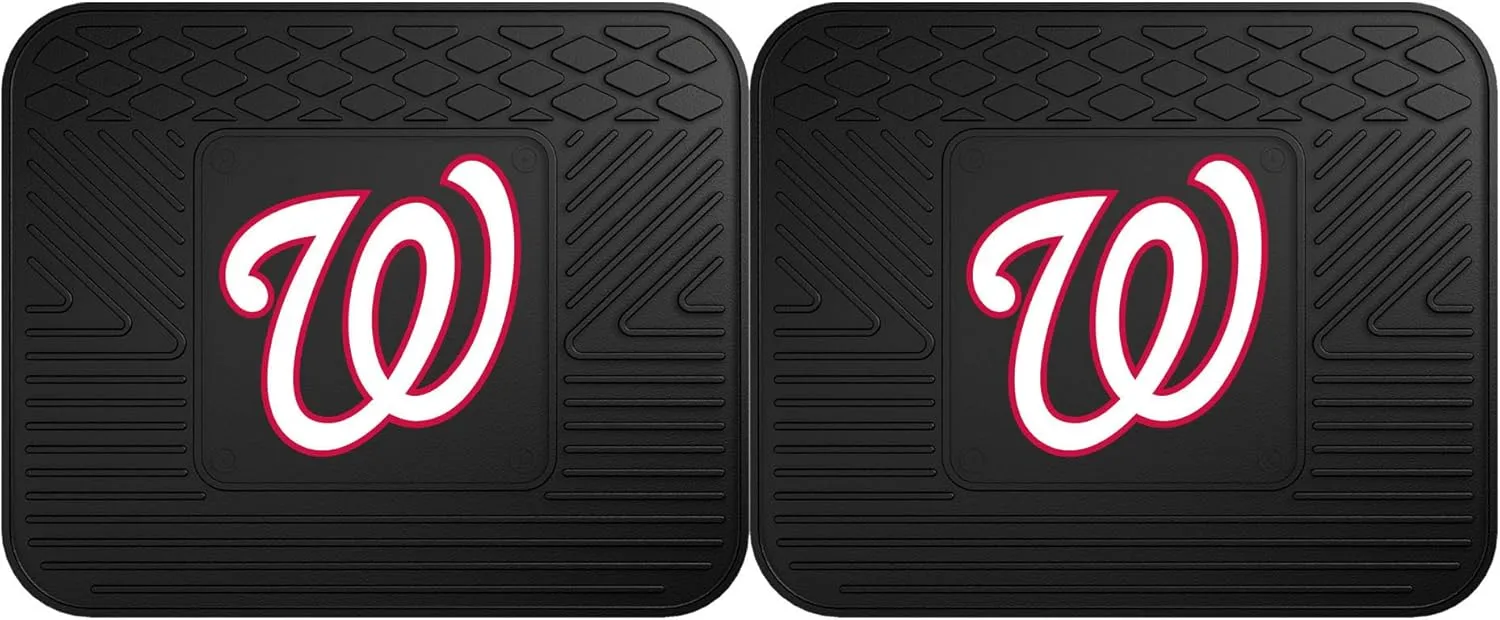 FANMATS 12347 MLB Washington Nationals Back Row Utility Car Mats - 2 Piece Set, 14in. x 17in., All Weather Protection, Universal Fit, Deep Resevoir Design, Molded Team Logo