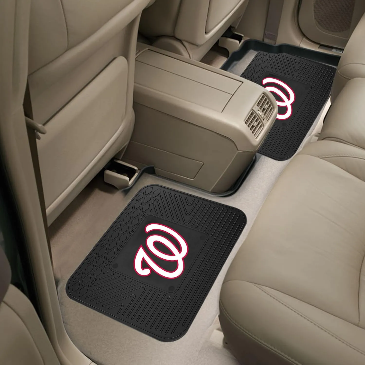 FANMATS 12347 MLB Washington Nationals Back Row Utility Car Mats - 2 Piece Set, 14in. x 17in., All Weather Protection, Universal Fit, Deep Resevoir Design, Molded Team Logo