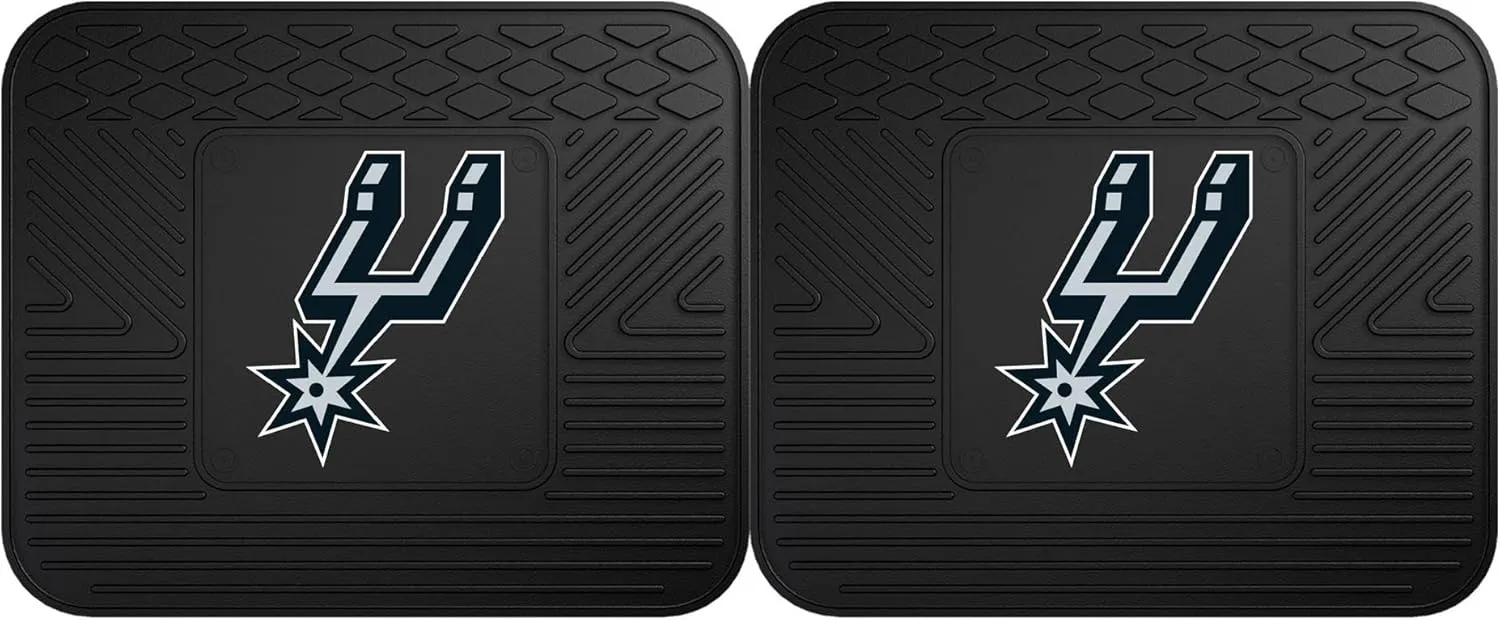 FANMATS 12388 NBA San Antonio Spurs Back Row Utility Car Mats - 2 Piece Set, 14in. x 17in., All Weather Protection, Universal Fit, Deep Resevoir Design, Molded Team Logo