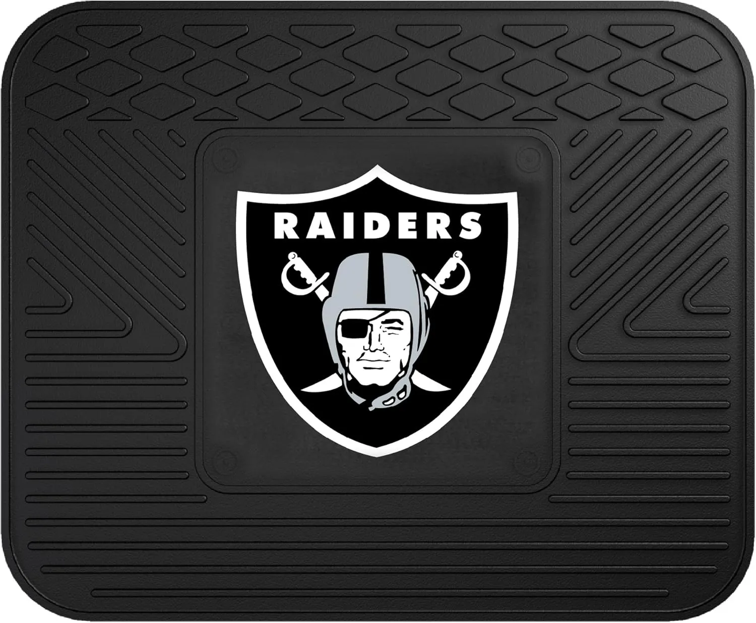 FANMATS 9985 Las Vegas Raiders Back Row Utility Car Mat - 1 Piece - 14in. x 17in., All Weather Protection, Universal Fit, Molded Team Logo