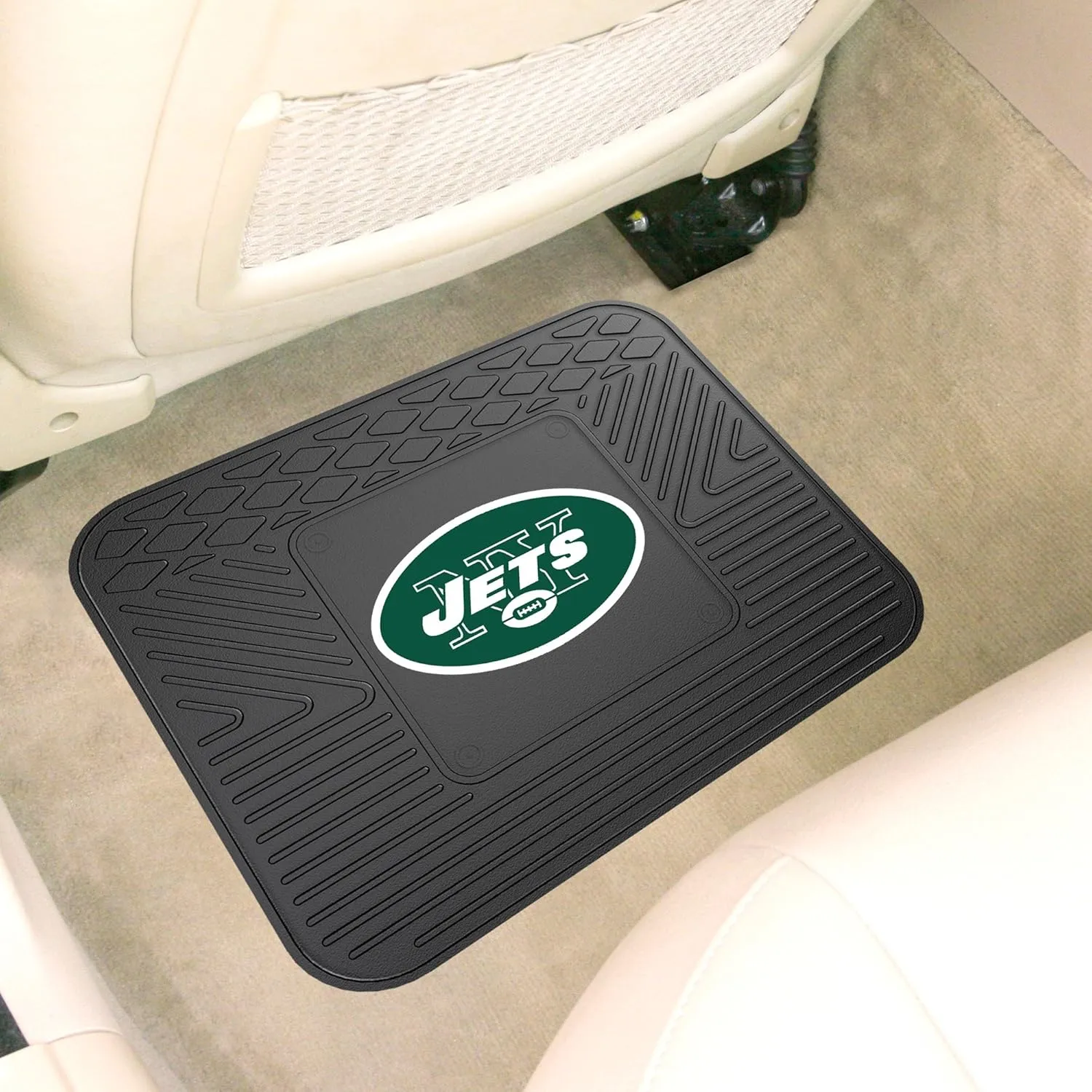 FANMATS 9986 New York Jets Back Row Utility Car Mat - 1 Piece - 14in. x 17in., All Weather Protection, Universal Fit, Molded Team Logo