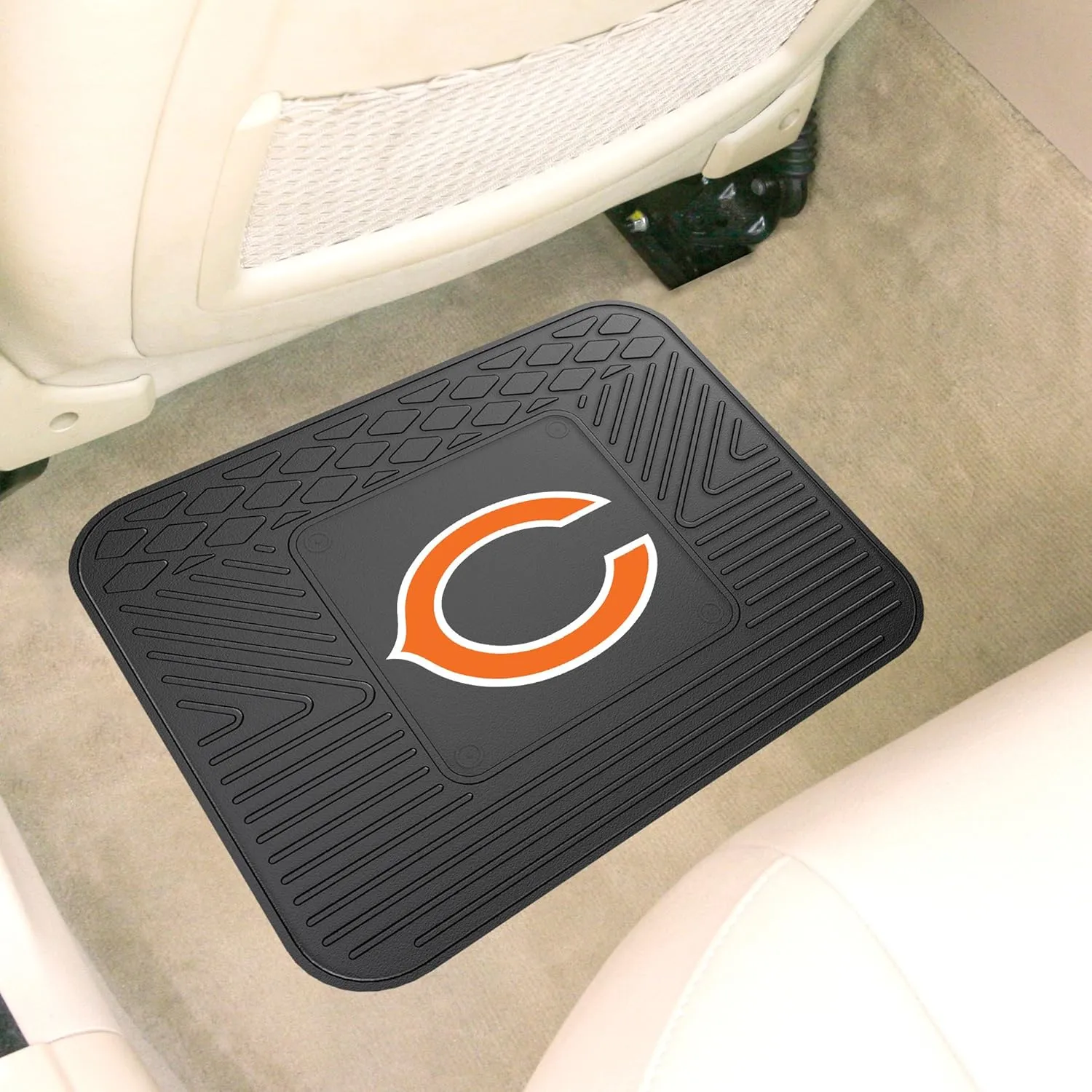 FANMATS 9997 Chicago Bears Back Row Utility Car Mat - 1 Piece - 14in. x 17in., All Weather Protection, Universal Fit, Molded Team Logo