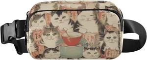 Fanny Pack Charming Cat Teacup Hip Bag Belt Bag for Women Man Fashion Waist Pack Water-repellent Crossbody Bag for Halloween Costumes Running Hiking Jogging Travel Sport