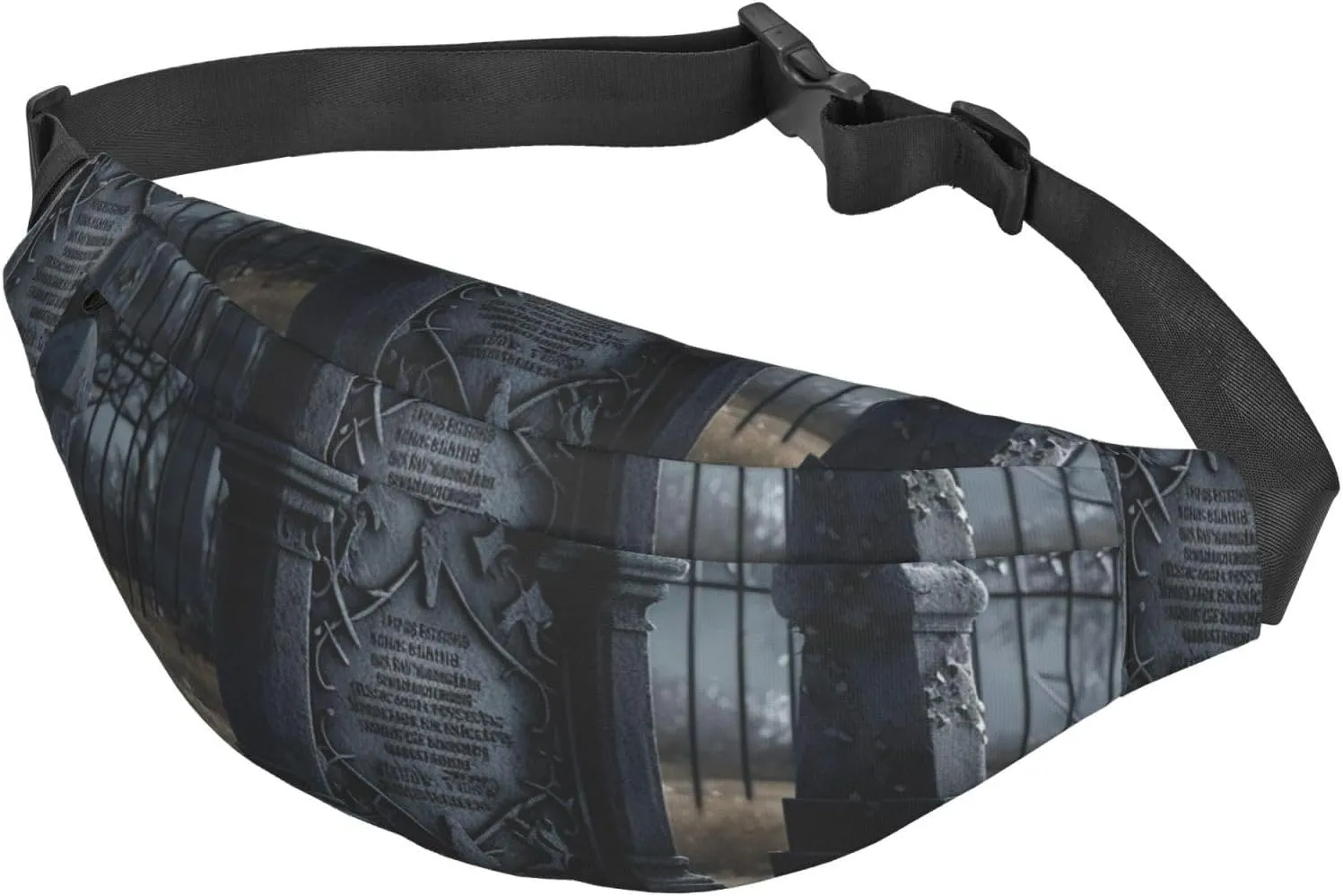 Fanny Pack for Men Women Waist Bag Adjustable Waist Pack Crossbody Belt Bag Graveyard Tombstone Bum Bag, Black, One Size