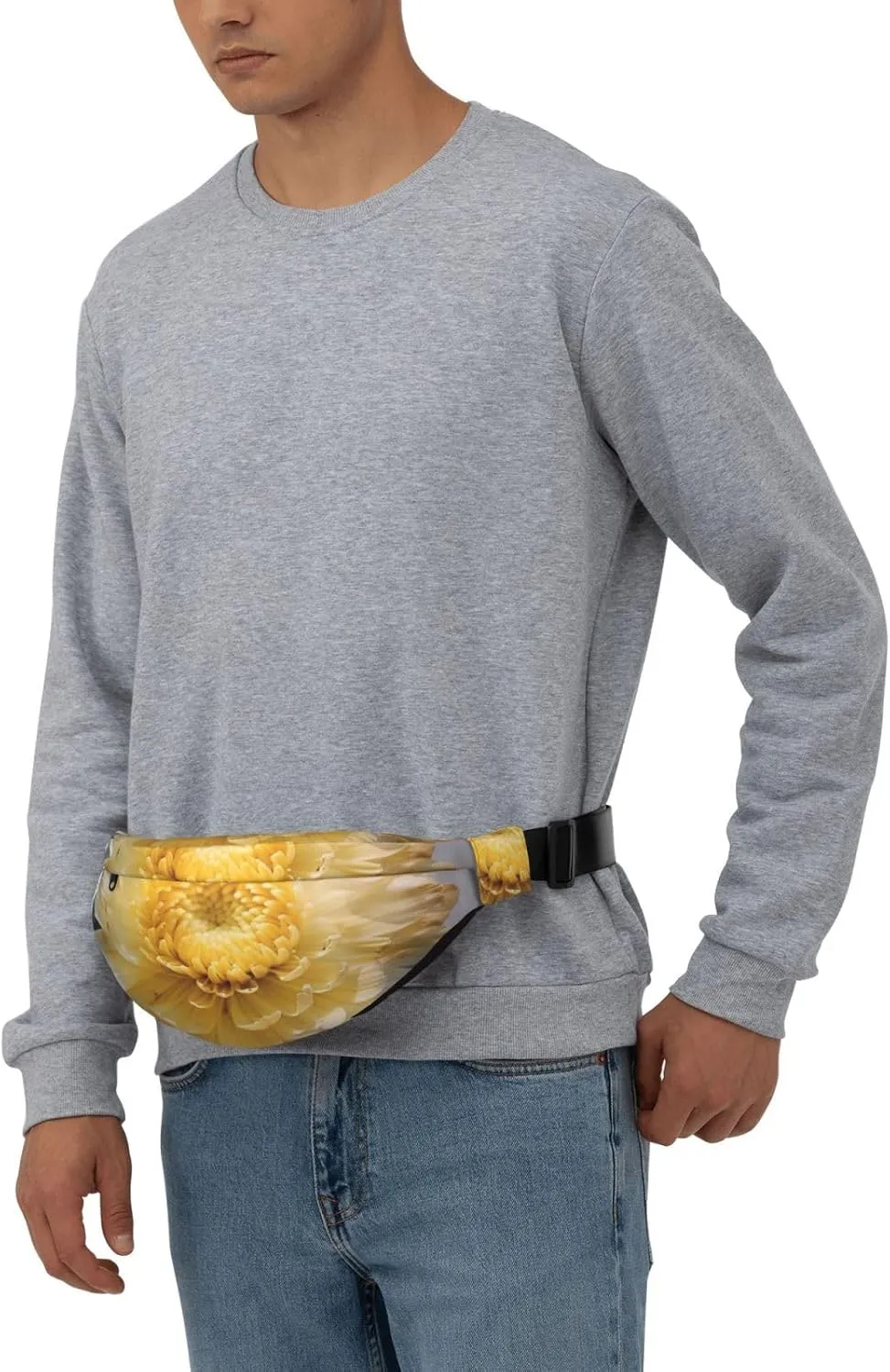 Fanny Pack for Men Women Waist Bag Adjustable Waist Pack Crossbody Belt Bag Light Yellow Flower Bum Bag