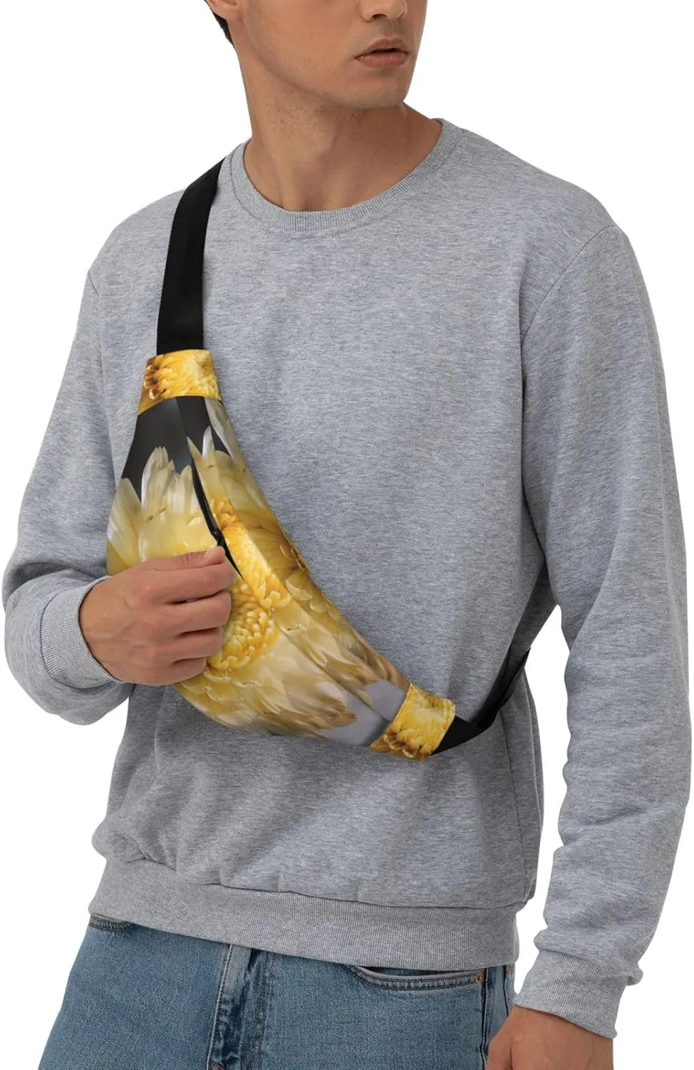 Fanny Pack for Men Women Waist Bag Adjustable Waist Pack Crossbody Belt Bag Light Yellow Flower Bum Bag