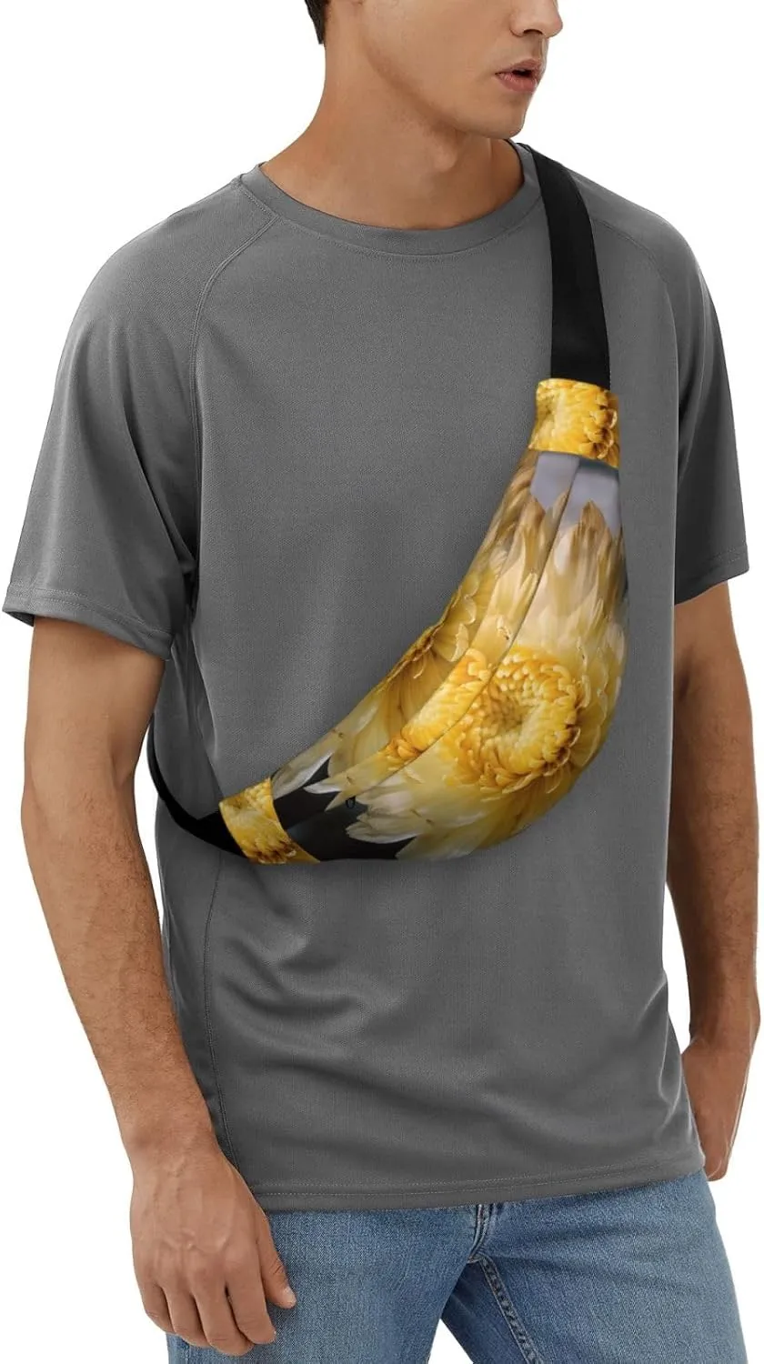 Fanny Pack for Men Women Waist Bag Adjustable Waist Pack Crossbody Belt Bag Light Yellow Flower Bum Bag