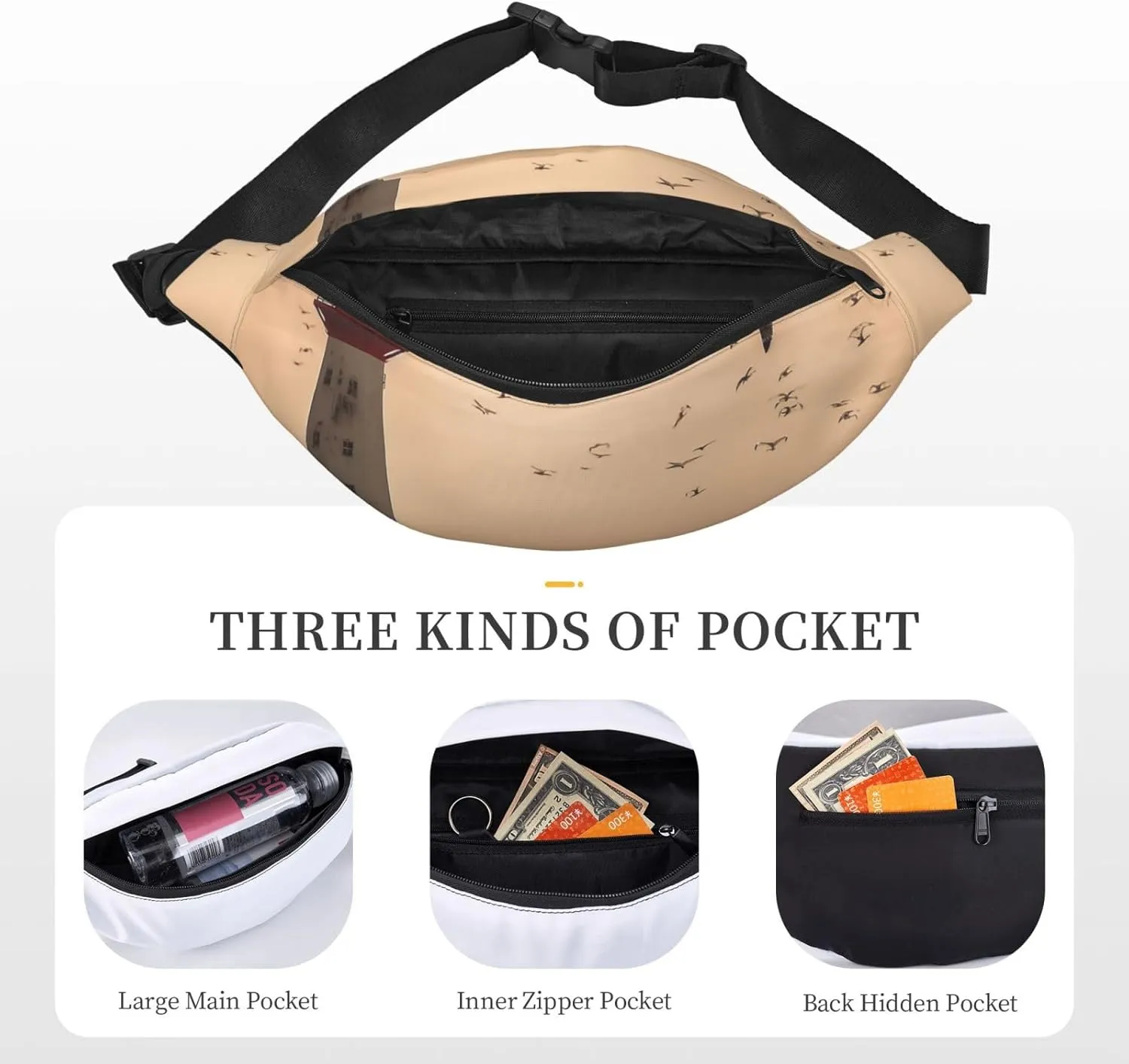 Fanny Pack for Men Women Waist Bag Adjustable Waist Pack Crossbody Belt Bag Lighthouse and gull Bum Bag