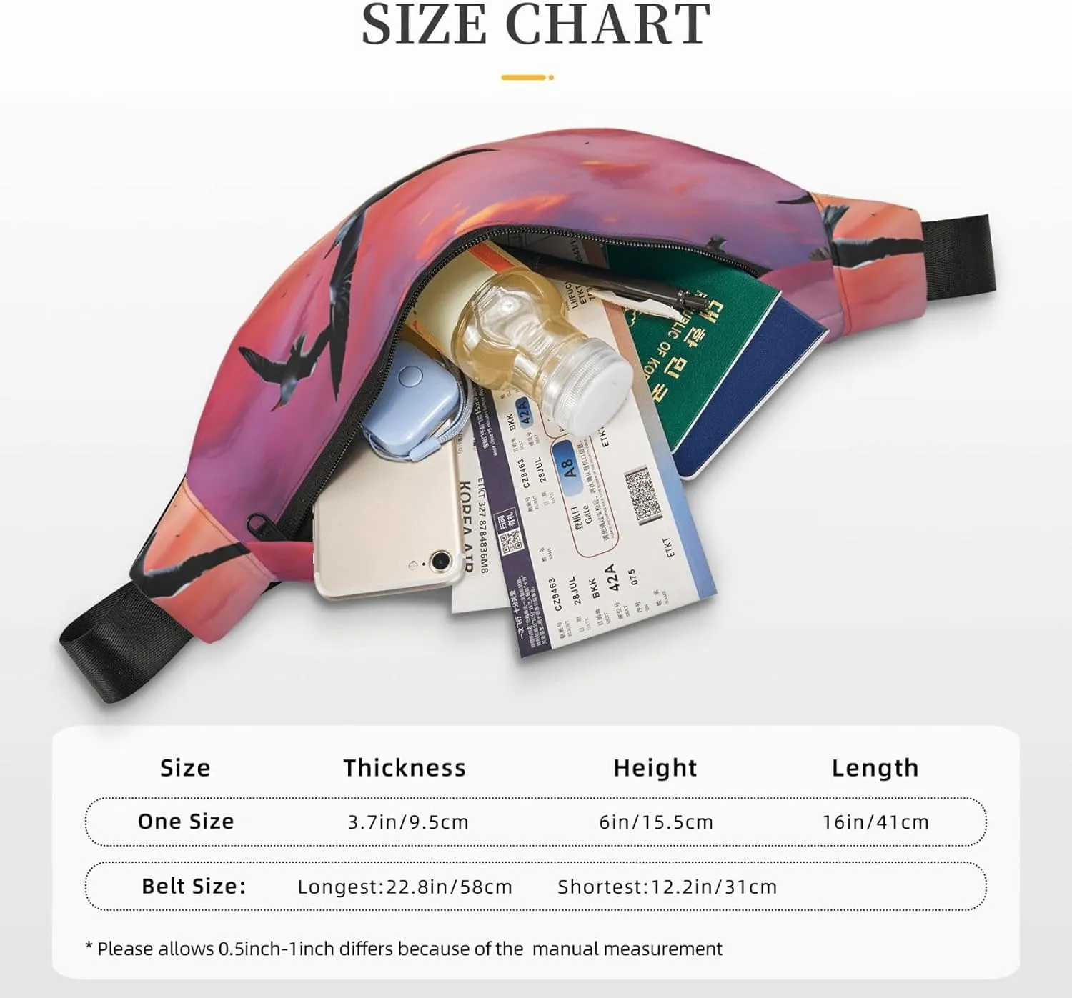 Fanny Pack for Men Women Waist Bag Adjustable Waist Pack Crossbody Belt Bag Sea gull Flying Over Colorful Sky Bum Bag