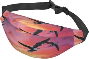 Fanny Pack for Men Women Waist Bag Adjustable Waist Pack Crossbody Belt Bag Sea gull Flying Over Colorful Sky Bum Bag