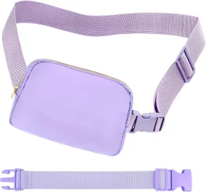 Fanny Pack with Strap Extension for Women and Men Crossbody Bag Belt Bag Bum Bag with Adjustable Strap for Hiking Workout Sports Travel Gifts for Teen Girl Light Purple with Rope
