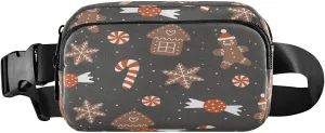 Fanny Packs for Women Men Christmas Gingerbread Cookies Belt Bag Waterproof Fashion Waist Pack with Adjustable Strap Cute Xmas Biscuits Waist Bag Hip Bumbags for Running Workout Travel Hiking Cycling