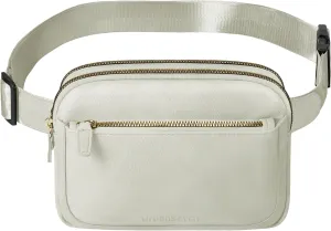 Fanny Packs for Women, PU Leather Belt Bag, Crossbody Bags for Women, Fashion Waist Packs with Adjustable Strap, Beige