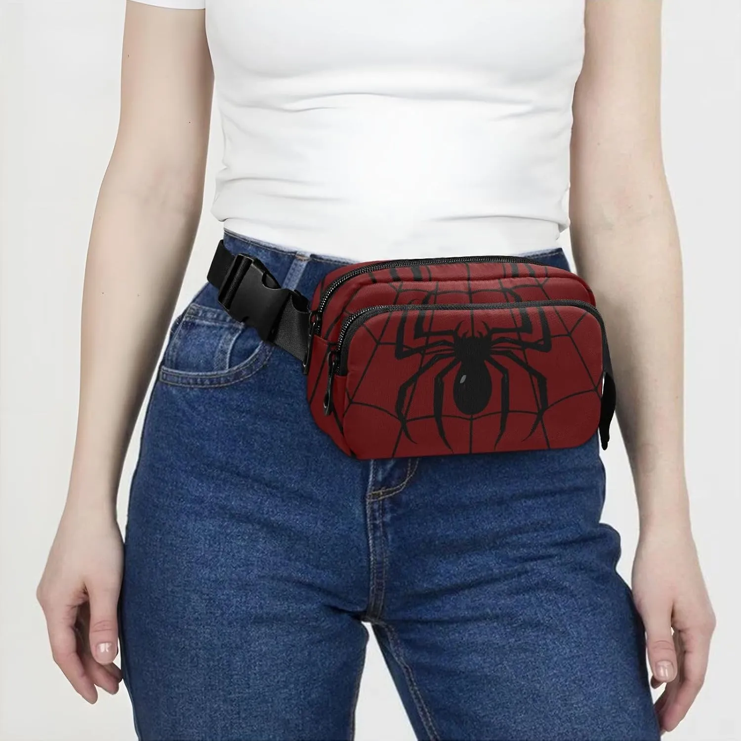 Fashion Waist Pack Crossbody Bags for Women Men with Adjustable Strap, Spider Mini Chest Bag Belt Bag for Run Travel Outdoor Cycling Hiking