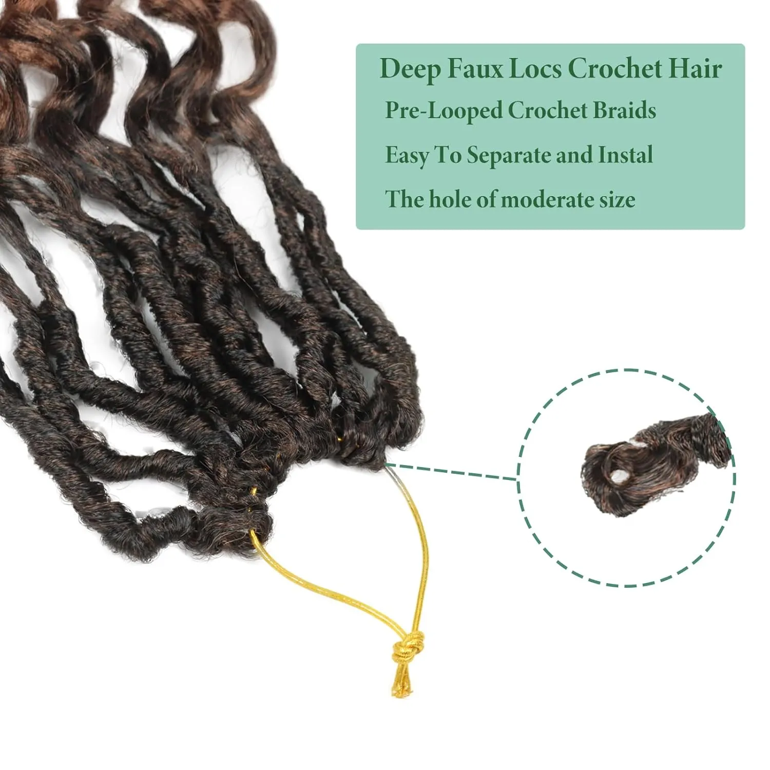 Faux Locs Crochet Hair 14 Inch 8 Packs Goddess Locs Crochet Hair with Curly Ends Soft Locs Crochet Braids Pre Looped Deep Wave Crochet Braids for Black Women(Black mixed Green)