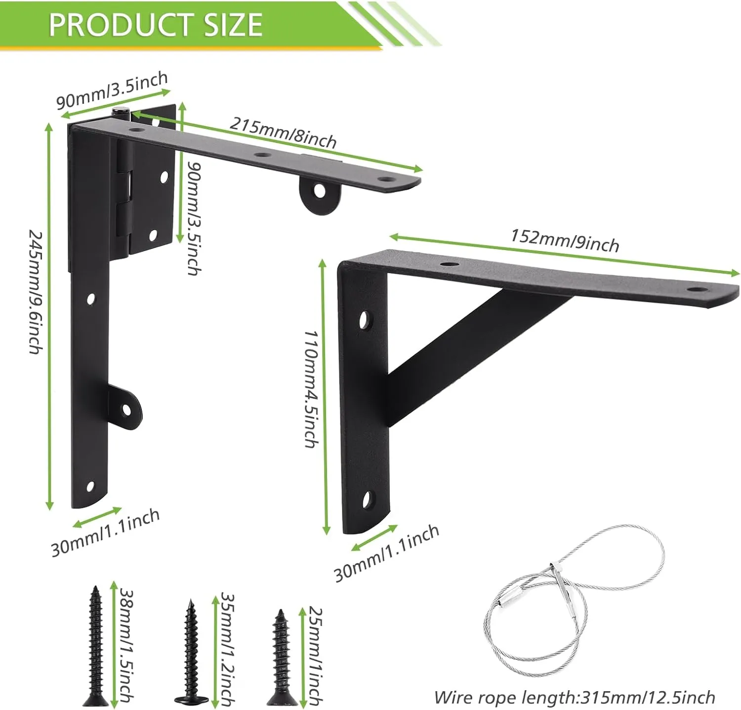 Fence Gate Kit, Anti Sag Gate Kit for Wooden Fence; Heavy Duty Gate Kit with Gate Latch; Gate Hardware for Wooden Gate Fence, Driveway Gates, Shed Doors, Corral Gates, Wood Windows