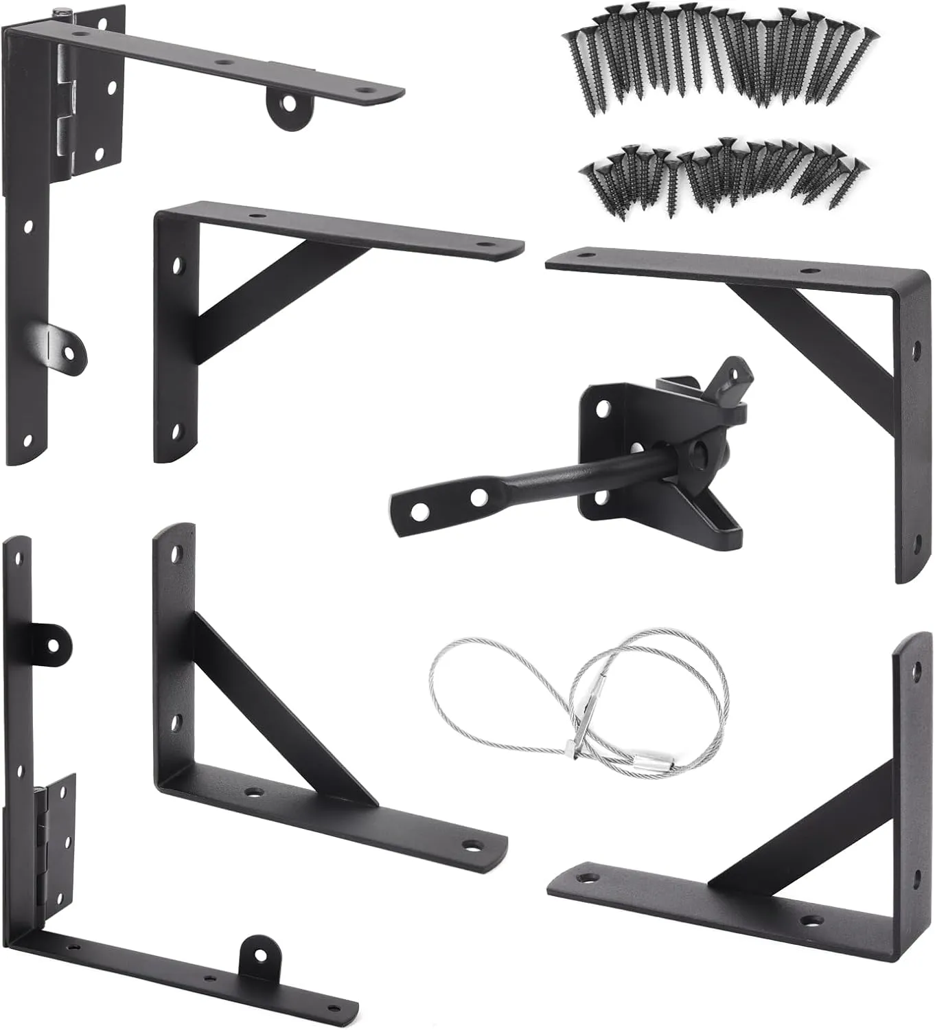 Fence Gate Kit, Anti Sag Gate Kit for Wooden Fence; Heavy Duty Gate Kit with Gate Latch; Gate Hardware for Wooden Gate Fence, Driveway Gates, Shed Doors, Corral Gates, Wood Windows