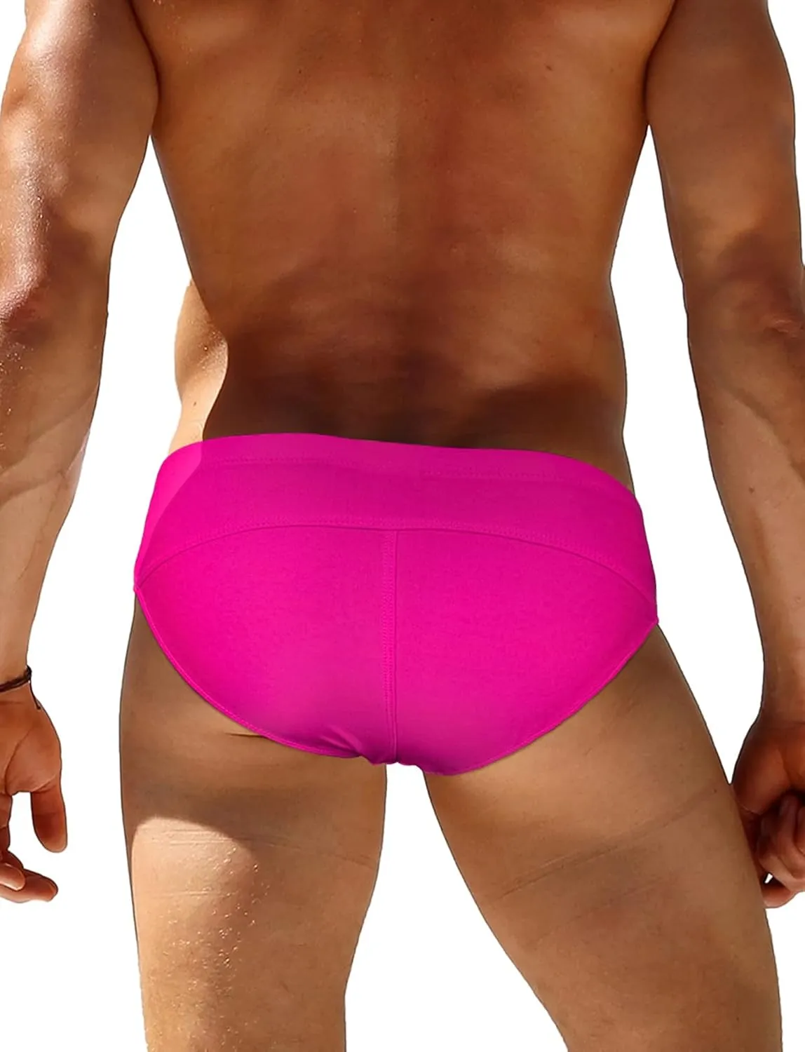 FEOYA Men’s Swim Briefs Low Rise Bikini Swimwear Solid Quick Dry Swimsuit Athletic Surfing Suit with Buckle
