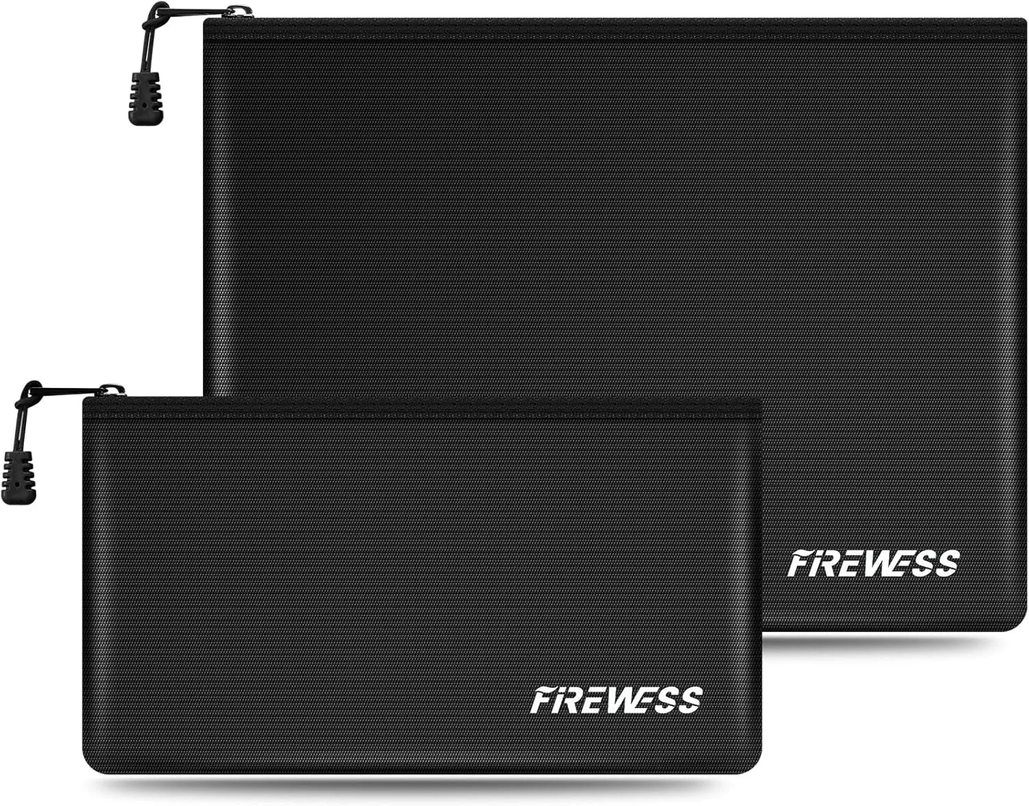 Fireproof Document Bags -2 Pack 13.4"x10" and 11"x6" Non-itchy Fireproof Money Bag, Waterproof Zipper holder for Valuables, Fire & Water Resistant Safe Pouch for File,Cash,Passport,Keys