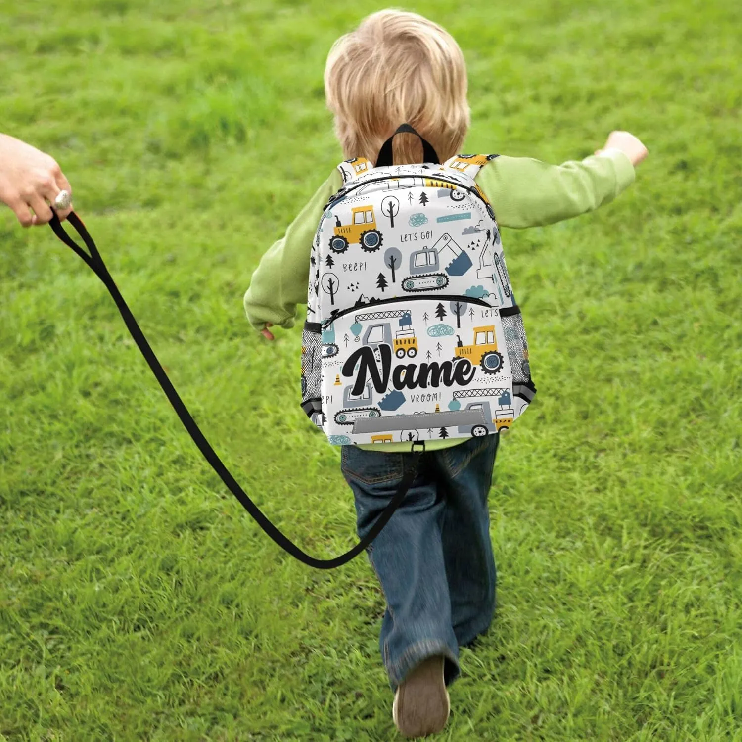 Fisyme Cute Truck Tractor Cars Custom Backpack Schoolbag Kids Daypack Toddler Travel School Bag Small Backpacks for Kindergarten Preschool Nursery Boys Girl