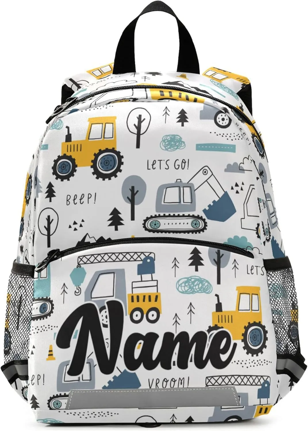 Fisyme Cute Truck Tractor Cars Custom Backpack Schoolbag Kids Daypack Toddler Travel School Bag Small Backpacks for Kindergarten Preschool Nursery Boys Girl