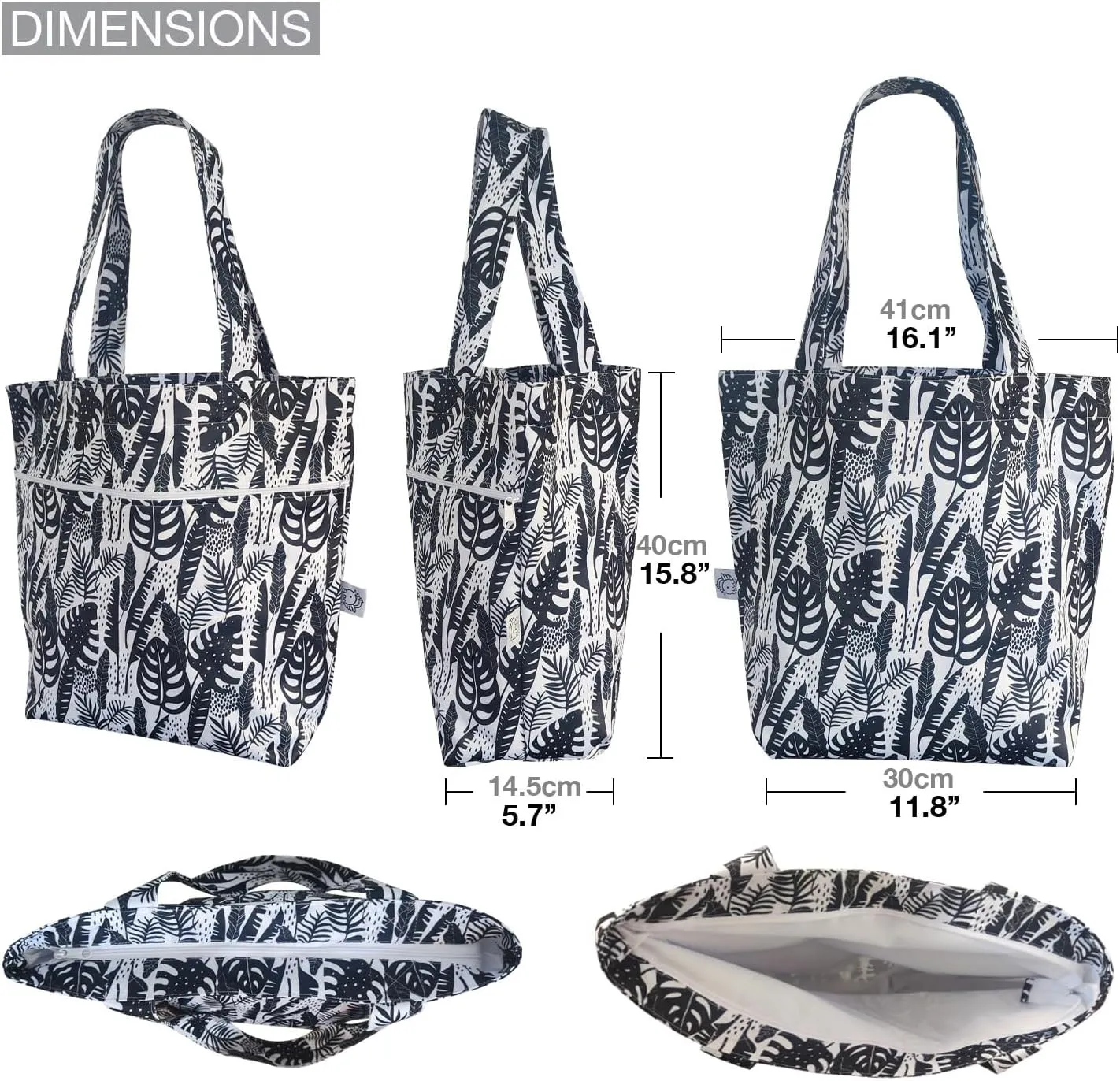 FLOCK THREE Leak Proof Large Tote Pool Bag Shoulder Handbag Water Proof with Zipper for Baby Care Sports Gym Grocery Travel