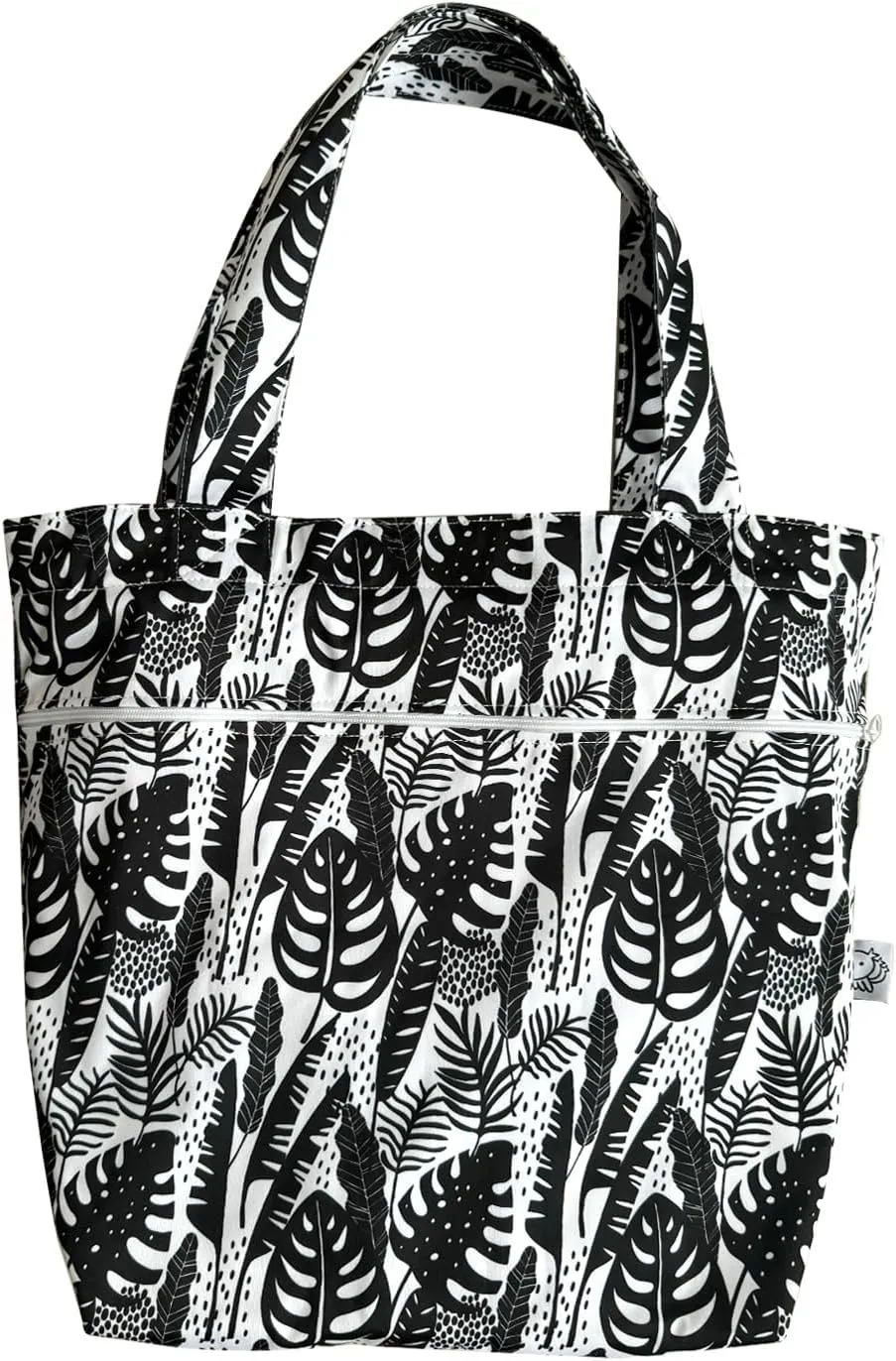 FLOCK THREE Leak Proof Large Tote Pool Bag Shoulder Handbag Water Proof with Zipper for Baby Care Sports Gym Grocery Travel