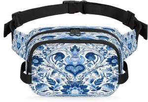 Flowers Retro Boho Printings Fanny Packs for Women Men Waterproof Waist Bag with Adjustable Strap Belt Bag for Travel Running Hiking