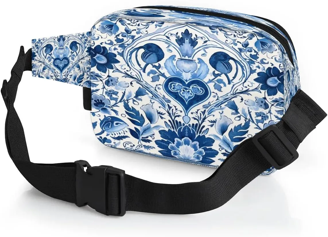Flowers Retro Boho Printings Fanny Packs for Women Men Waterproof Waist Bag with Adjustable Strap Belt Bag for Travel Running Hiking