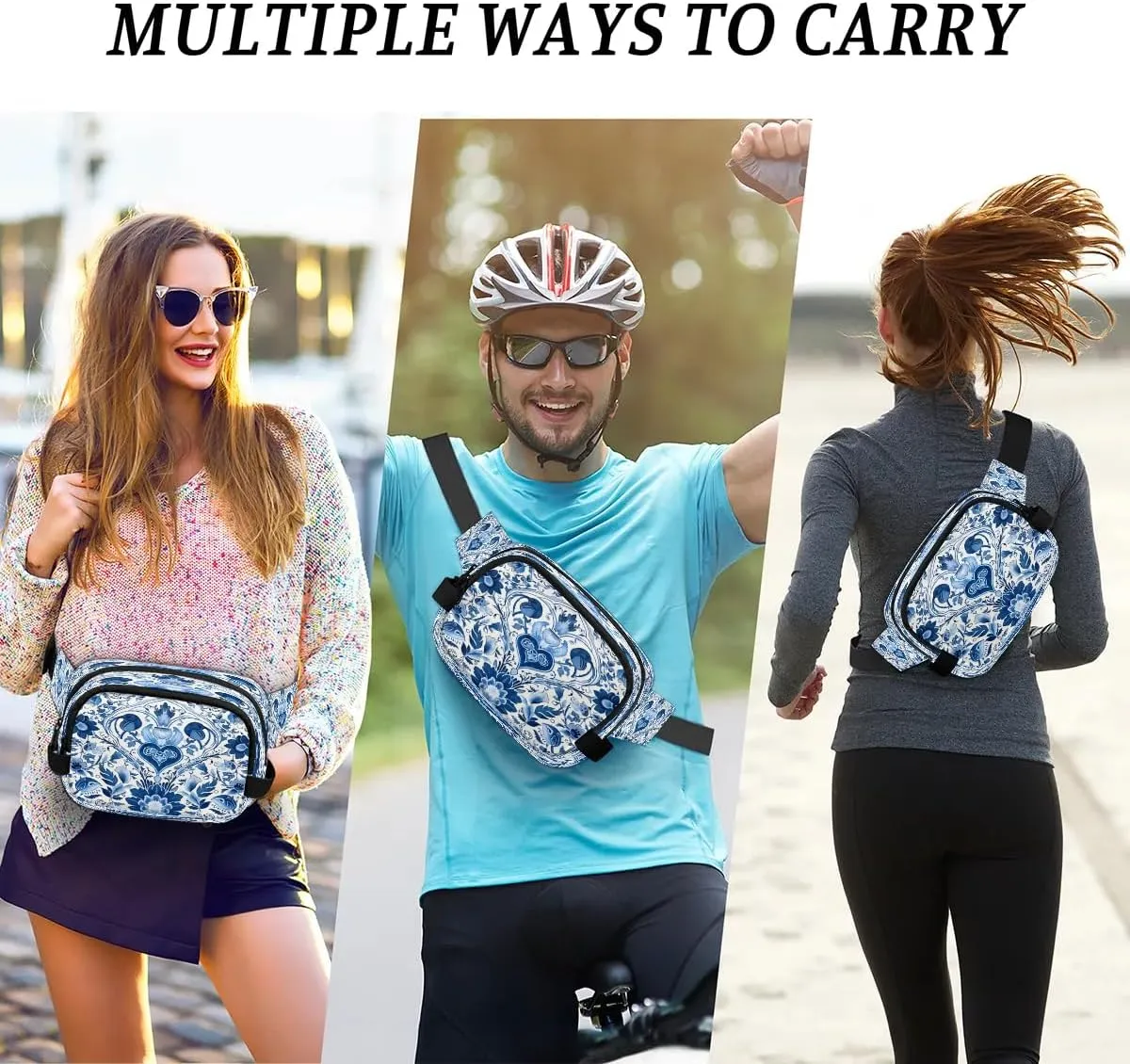 Flowers Retro Boho Printings Fanny Packs for Women Men Waterproof Waist Bag with Adjustable Strap Belt Bag for Travel Running Hiking