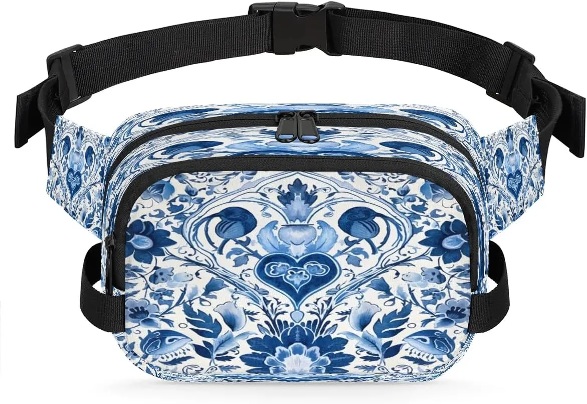 Flowers Retro Boho Printings Fanny Packs for Women Men Waterproof Waist Bag with Adjustable Strap Belt Bag for Travel Running Hiking