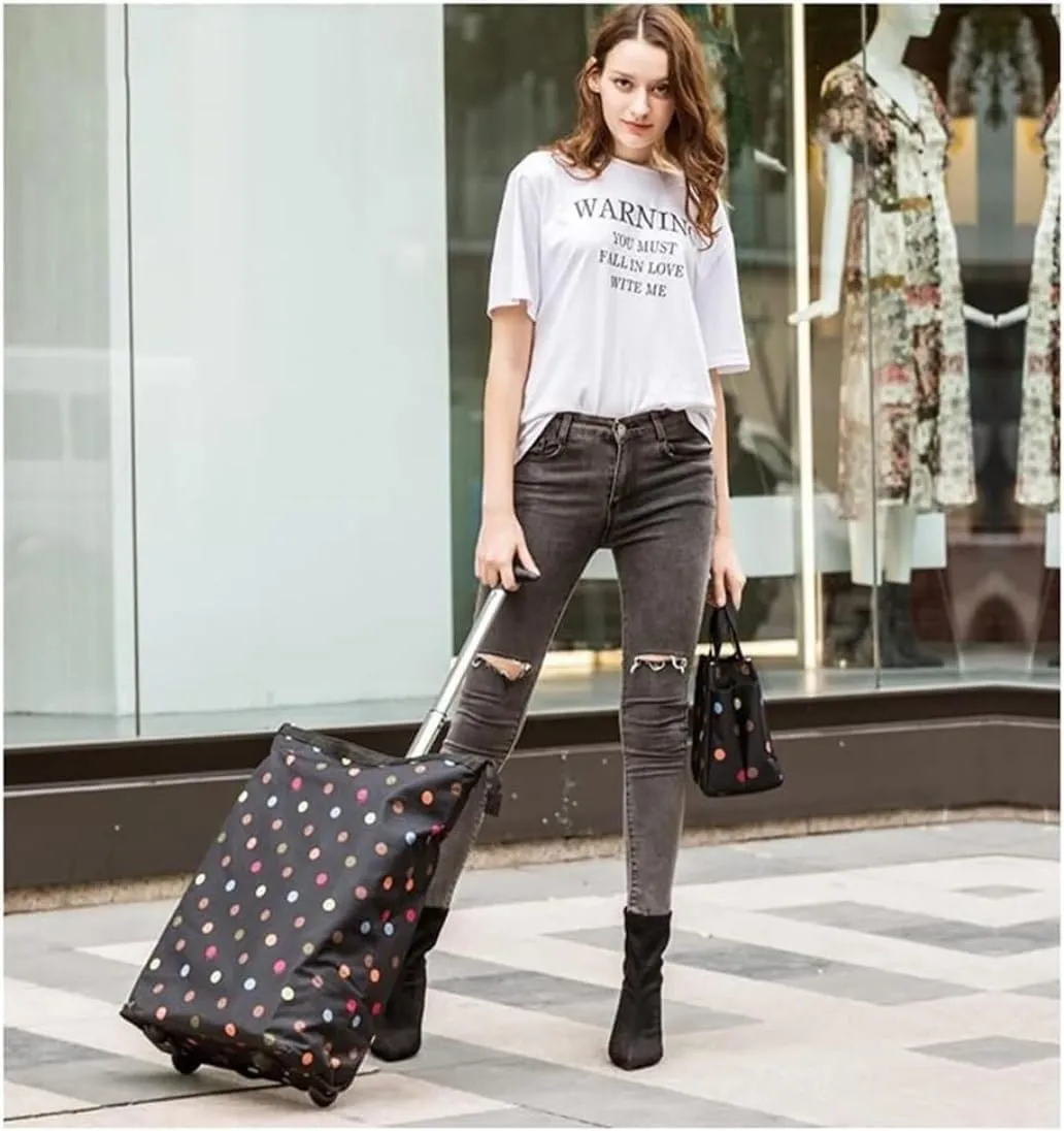 Folding Shopping Cart, Cart Folding Shopping Cart Portable Tug Bag Storage Bag Luggage Cart Bag for Groceries Shopping Laundry Grocery Utility Carts