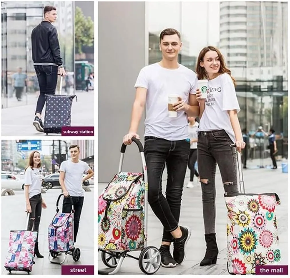 Folding Shopping Cart, Cart Folding Shopping Cart Portable Tug Bag Storage Bag Luggage Cart Bag for Groceries Shopping Laundry Grocery Utility Carts