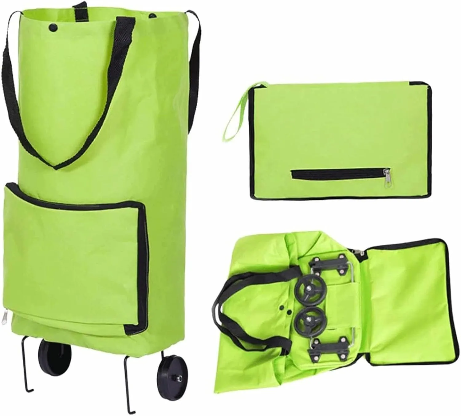 Folding Shopping Cart, Foldable Shopping Trolley 2 in 1 Shopping Bag with Wheels Portable Oxford Cloth Shopping Cart for Groceries Cart Grocery Utility Carts