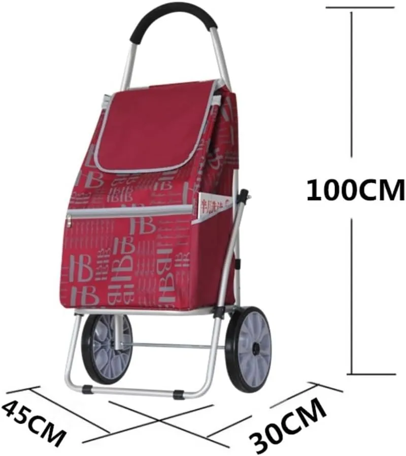 Folding Shopping Cart, Shopping Cart Travel Shopping Cart Portable Trolley Elderly Can Take Shopping Cart Collapsible Trolley Grocery Utility Carts, 100*45*30cm