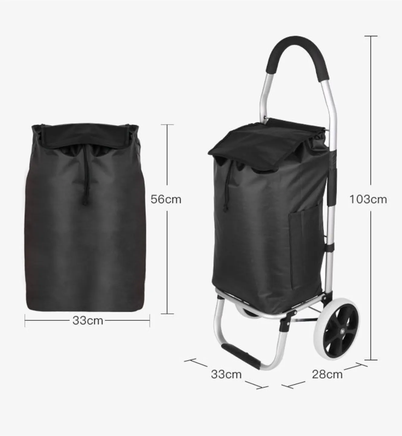 Folding Shopping Cart, Shopping Trolley Foldable Shopping Cart Solid with Bag Multifunctional Luggage Cart with Wheel Grocery Utility Carts(Red)