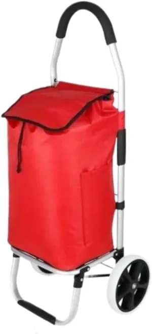 Folding Shopping Cart, Shopping Trolley Foldable Shopping Cart Solid with Bag Multifunctional Luggage Cart with Wheel Grocery Utility Carts(Red)